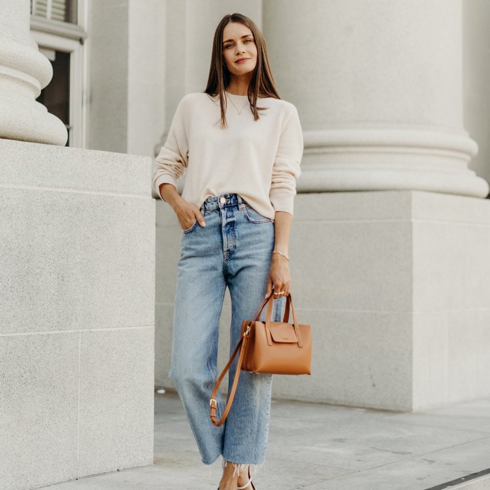 😍 NEW COLOR * Stella Mini Satchel Bag - Genuine Leather - Chalk - Picture 9 of 10